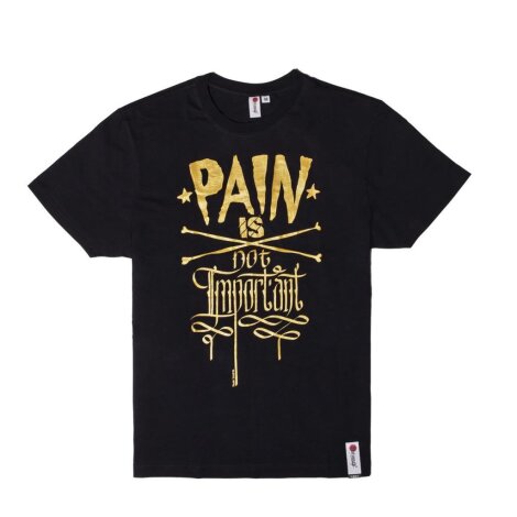UG PARKOUR T-Shirt S PAIN IS NOT IMPORTANT gold on black