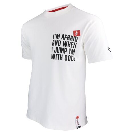 Camiseta UYE &bdquo;IM WITH GOD&ldquo; blanca peque&ntilde;a